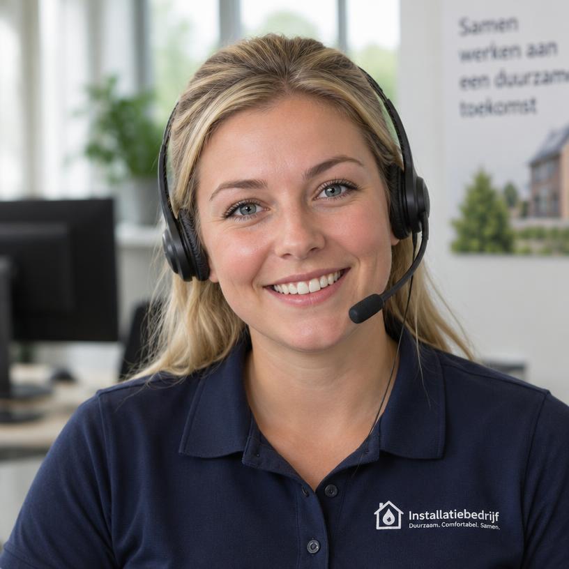 Medewerker servicebinnendienst met headset